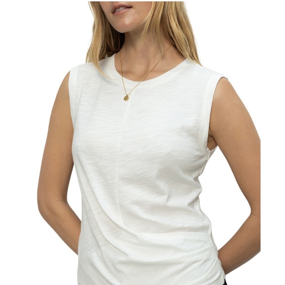 Sanctuary Draped Tank Top White Slub Jersey Crewneck Relaxed XXL CT4079XK6